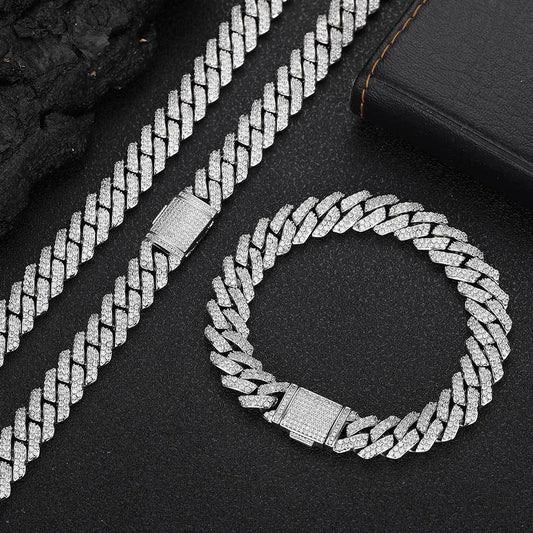 8mm 10mm 12mm 925 Silver Iced Out Moissanite Cuban Link Chain