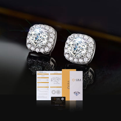 Classic Square VVS Moissanite 925 Silver Stud Earrings For Men 8mm 10mm