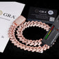20mm 4rows VVS Moissanite Rose Gold Plated Cuban Link Chain for Men