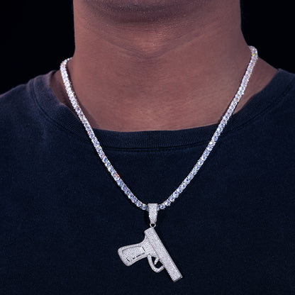 VVS Moissanite 925 Silver Iced Out Pistol Pendant Only