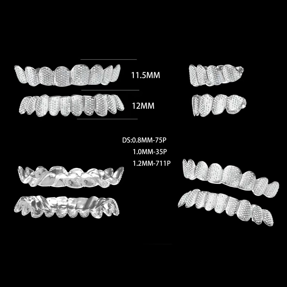 Custom VVS Moissanite Grills With Round Baguette Brilliant Cut Stones