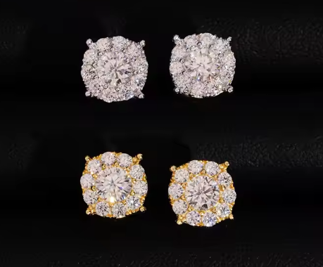 Iced Out 10MM 925 Silver Screw Back VVS Moissanite Stud Earrings