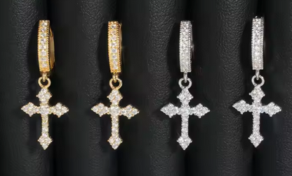 VVS Moissanite Cross Hoops Earrings 925 Silver