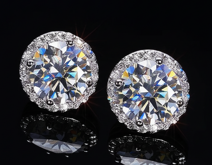 10MM Halo Moissanite Stud Earrings 925 Silver