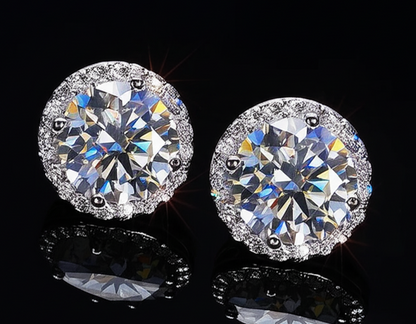 10MM Halo Moissanite Stud Earrings 925 Silver