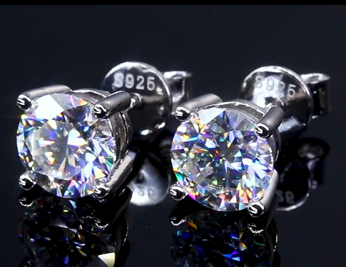 VVS Moissanite Fully Customizable Men's Stud 925 Silver Earrings 4MM-7.5MM