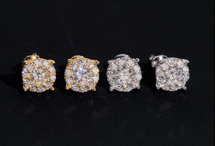 Iced Out 10MM 925 Silver Screw Back VVS Moissanite Stud Earrings