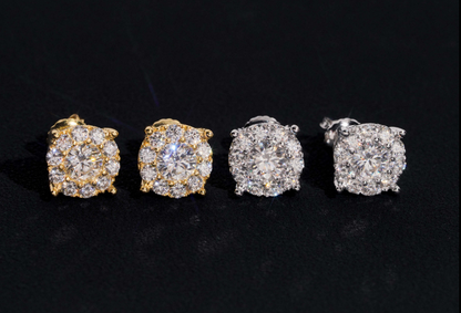 Iced Out 10MM 925 Silver Screw Back VVS Moissanite Stud Earrings