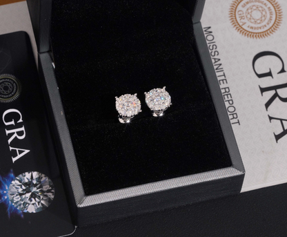 Iced Out 10MM 925 Silver Screw Back VVS Moissanite Stud Earrings