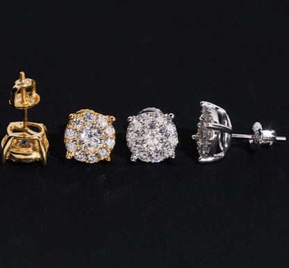 Iced Out 10MM 925 Silver Screw Back VVS Moissanite Stud Earrings