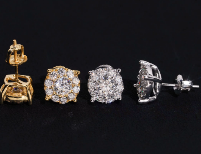Iced Out 10MM 925 Silver Screw Back VVS Moissanite Stud Earrings