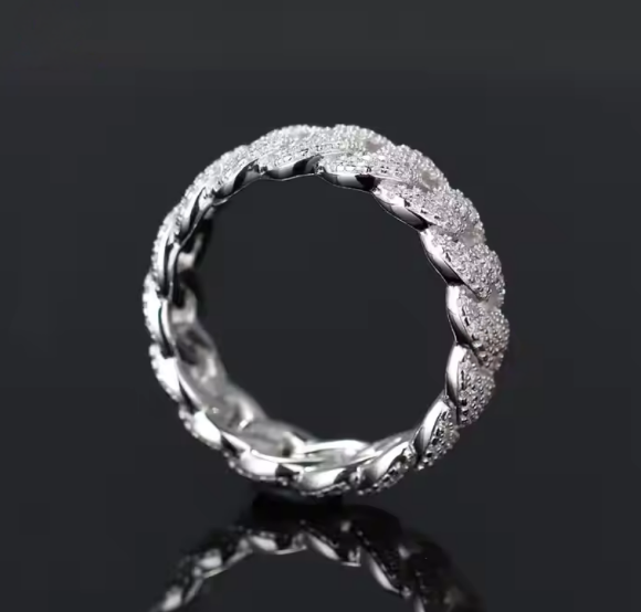 Iced Out VVS Moissanite 925 7mm Ring for Men