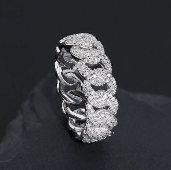 Iced Out VVS Moissanite 925 7mm Ring for Men
