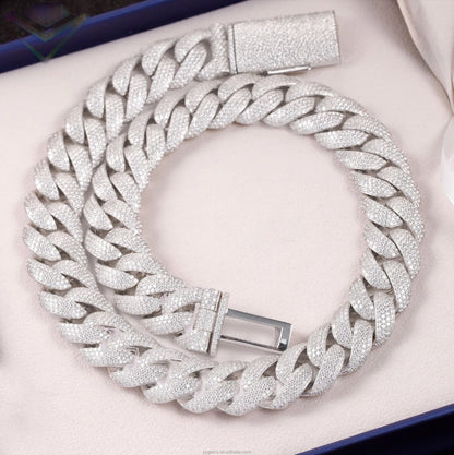 Ice Out VVS Moissanite Cuban Chain 925 Sterling Silver