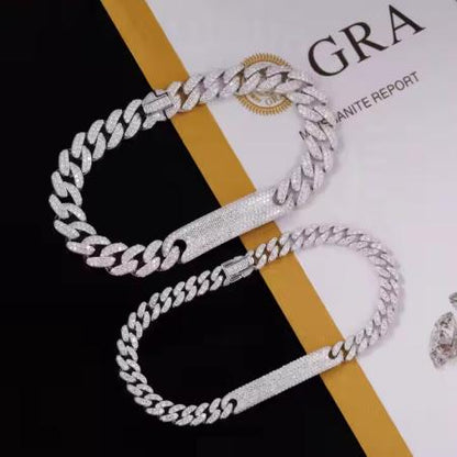 VVS Moissanite Iced Out 6mm 10mm 12mm 925 Silver Cuban Link Bracelet
