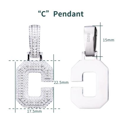 VVS Moissanite Iced Out 925 Silver A-Z Initial Pendant + Necklace