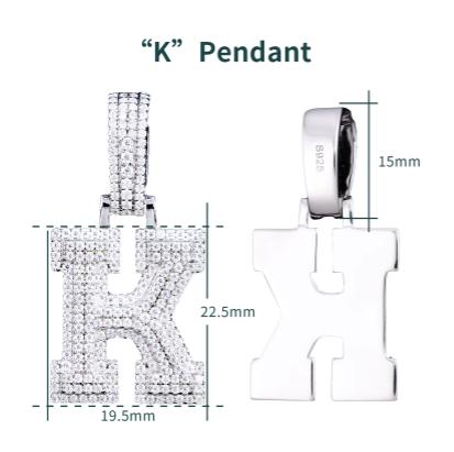 VVS Moissanite Iced Out 925 Silver A-Z Initial Pendant + Necklace