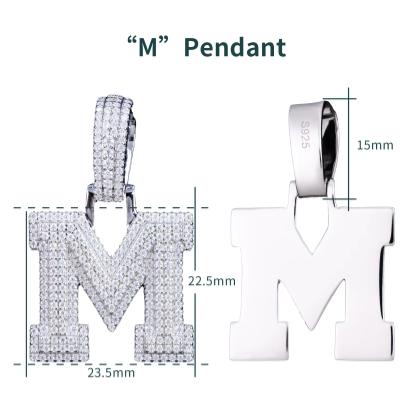 VVS Moissanite Iced Out 925 Silver A-Z Initial Pendant + Necklace