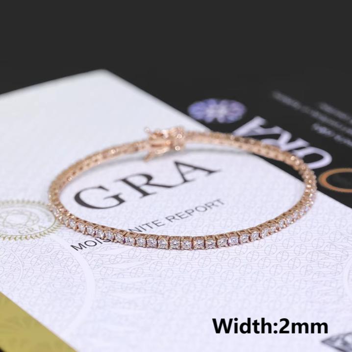 VVS Moissanite Iced Out Cut Rose Gold Colored 925 Silver Tennis Bracelet