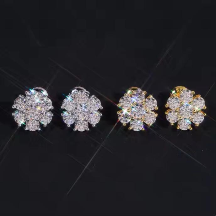 Iced Out 11MM VVS Moissanite Earrings 925 Silver