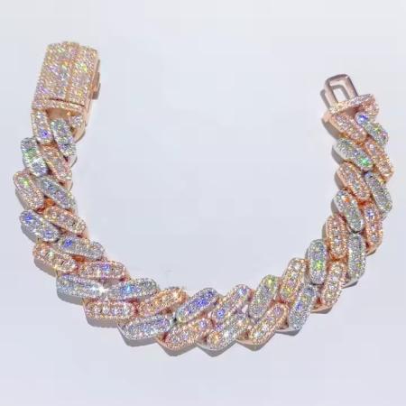 Premium VVS Moissanite Iced Out Men's 13mm Thick Rose Gold Cuban Bracelet
