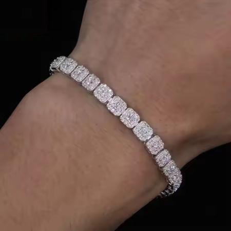 6mm Moissanite 925 Sterling Silver Tennis Bracelet for Men