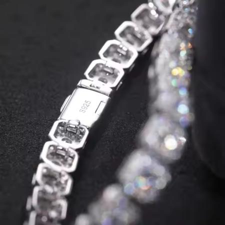 6mm Moissanite 925 Sterling Silver Tennis Bracelet for Men