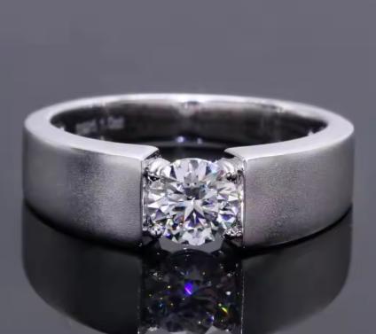 1ct Moissanite Men's 6.5mm VVS Moissanite 925 Silver Ring