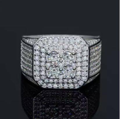 VVS Moissanite Cuban Men's 925 Sterling Silver Rings