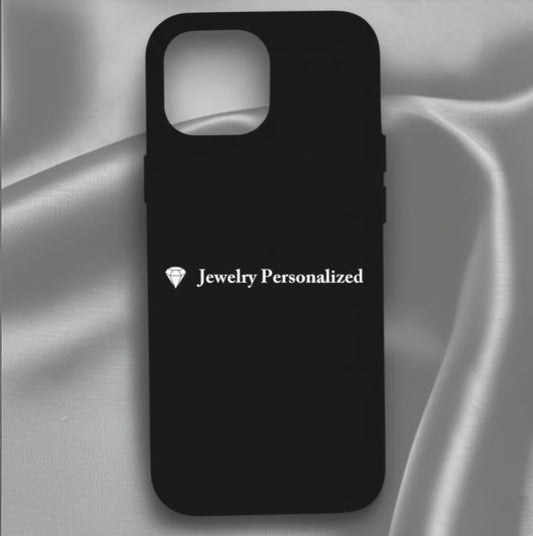 "Jewelry Personalized" White on Black Simple Phone Case for iPhone