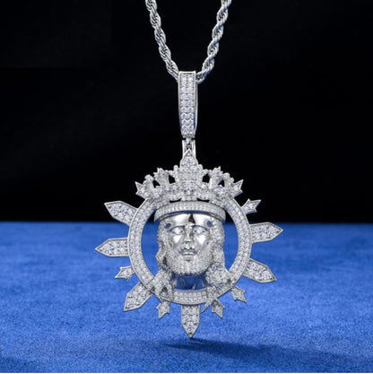 VVS Moissanite 925 Silver Jesus Pendant Only for Men 73mm by 52mm