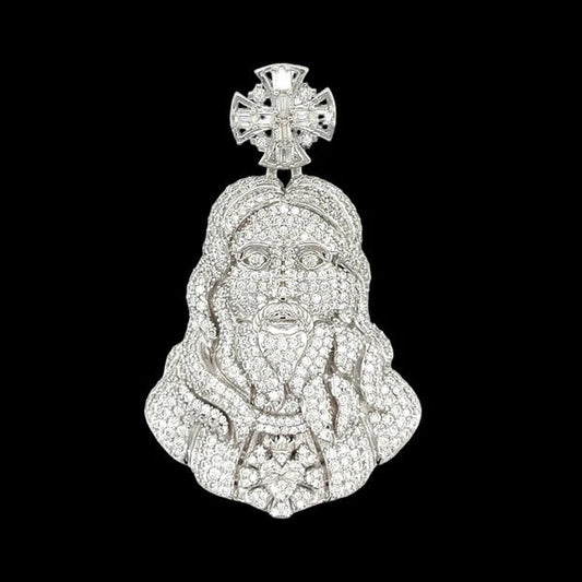 VVS Moissanite Iced Out 925 Silver Orthodox Jesus Pendant Only