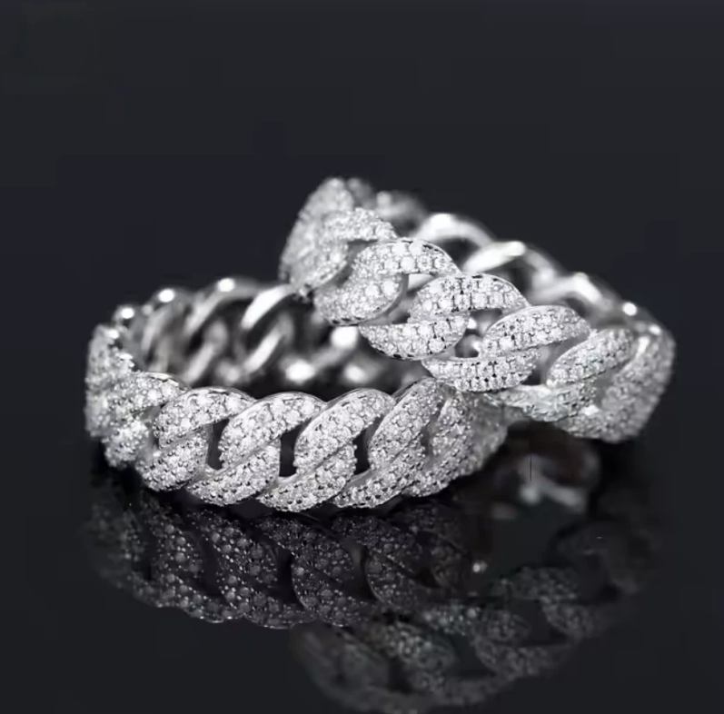 Iced Out VVS Moissanite 925 7mm Ring for Men