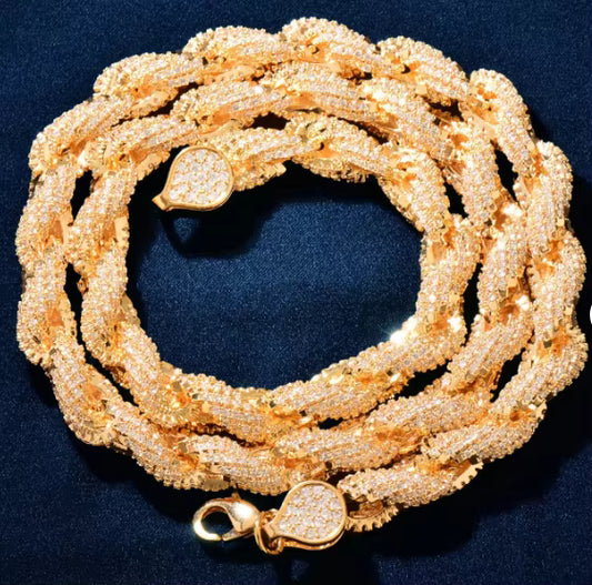 VVS Moissanite Cuban Link Iced Out Tennis 925 Silver Rope Chain