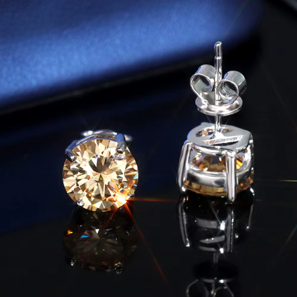 8mm 2CT VVS Moissanite Earring 4 Claws Yellow Blue Black Red Green Rainbow Color 925 Silver Earrings Men's Stud Earrings