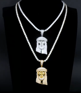 Men's Iced Out VVS Moissanite 925 Silver Jesus Piece Pendant With Necklace