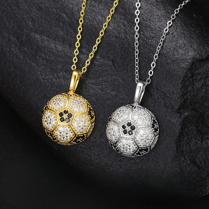 2cm by 1.5cm VVS Moissanite 925 Silver Soccer Pendant + 24 Inch Necklace