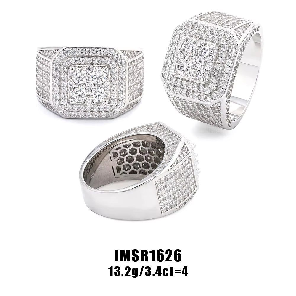 VVS Moissanite Cuban Men's 925 Sterling Silver Rings