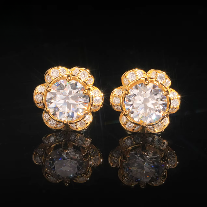 4mm 6.5mm Iced Out Pure 925 Silver VVS Moissanite-Floral Charmed Earrings