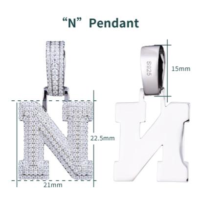 VVS Moissanite Iced Out 925 Silver A-Z Initial Pendant + Necklace