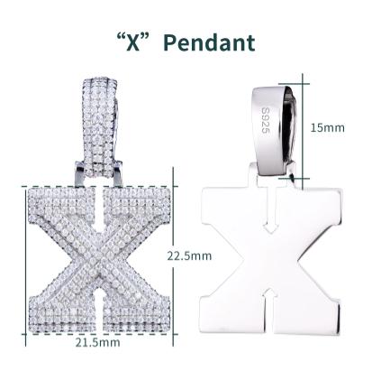 VVS Moissanite Iced Out 925 Silver A-Z Initial Pendant + Necklace