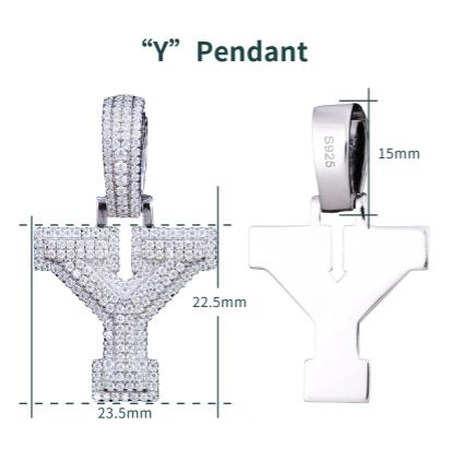 VVS Moissanite Iced Out 925 Silver A-Z Initial Pendant + Necklace