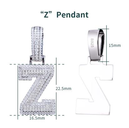 VVS Moissanite Iced Out 925 Silver A-Z Initial Pendant + Necklace