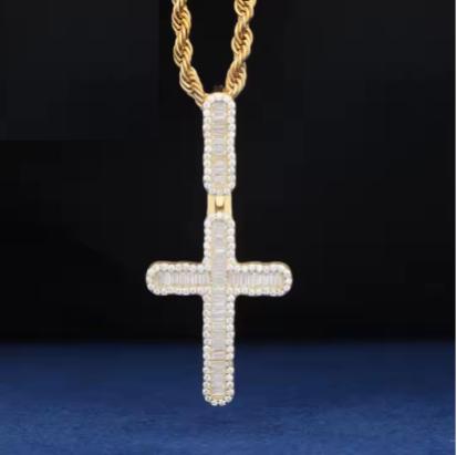 Men's Luxury 925 Silver VVS Moissanite Cross Pendant Only