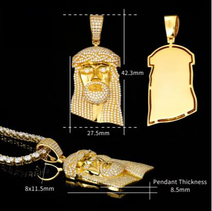 Men's Iced Out VVS Moissanite 925 Silver Jesus Piece Pendant With Necklace