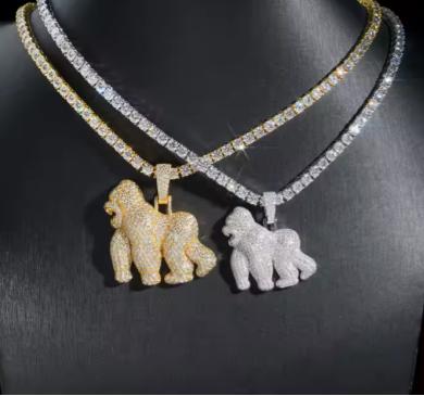 VVS Moissanite Iced Out 925 Silver Gorilla Pendant Only