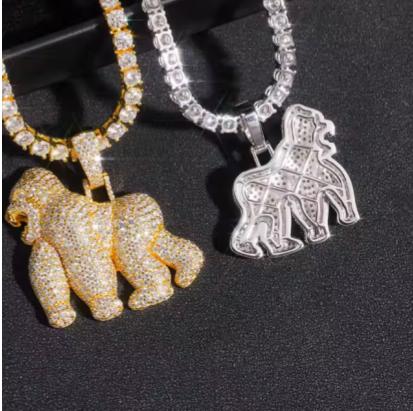 VVS Moissanite Iced Out 925 Silver Gorilla Pendant Only