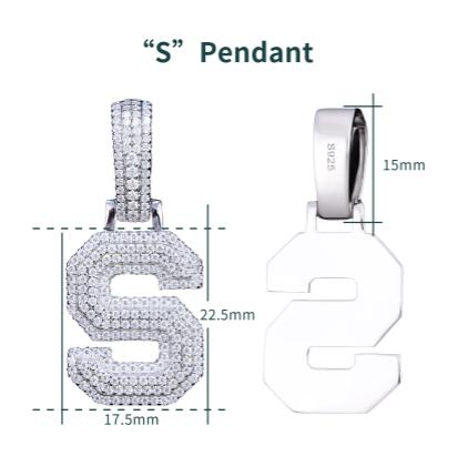 VVS Moissanite Iced Out 925 Silver A-Z Initial Pendant + Necklace