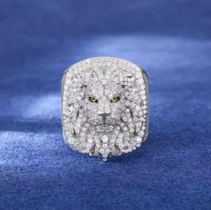 VVS Moissanite Iced Out 925 Silver Lion Head Ring