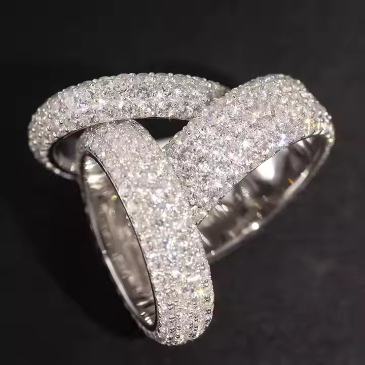 4rows VVS Moissanite 925 Sterling Silver Ring
